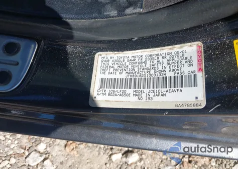 2001 Lexus Is 300 из США, поврежденный, VIN JTHBD182510031334